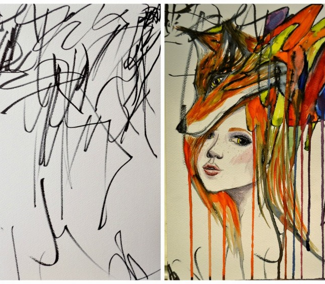 Des peintures à partir des gribouillis de sa fille